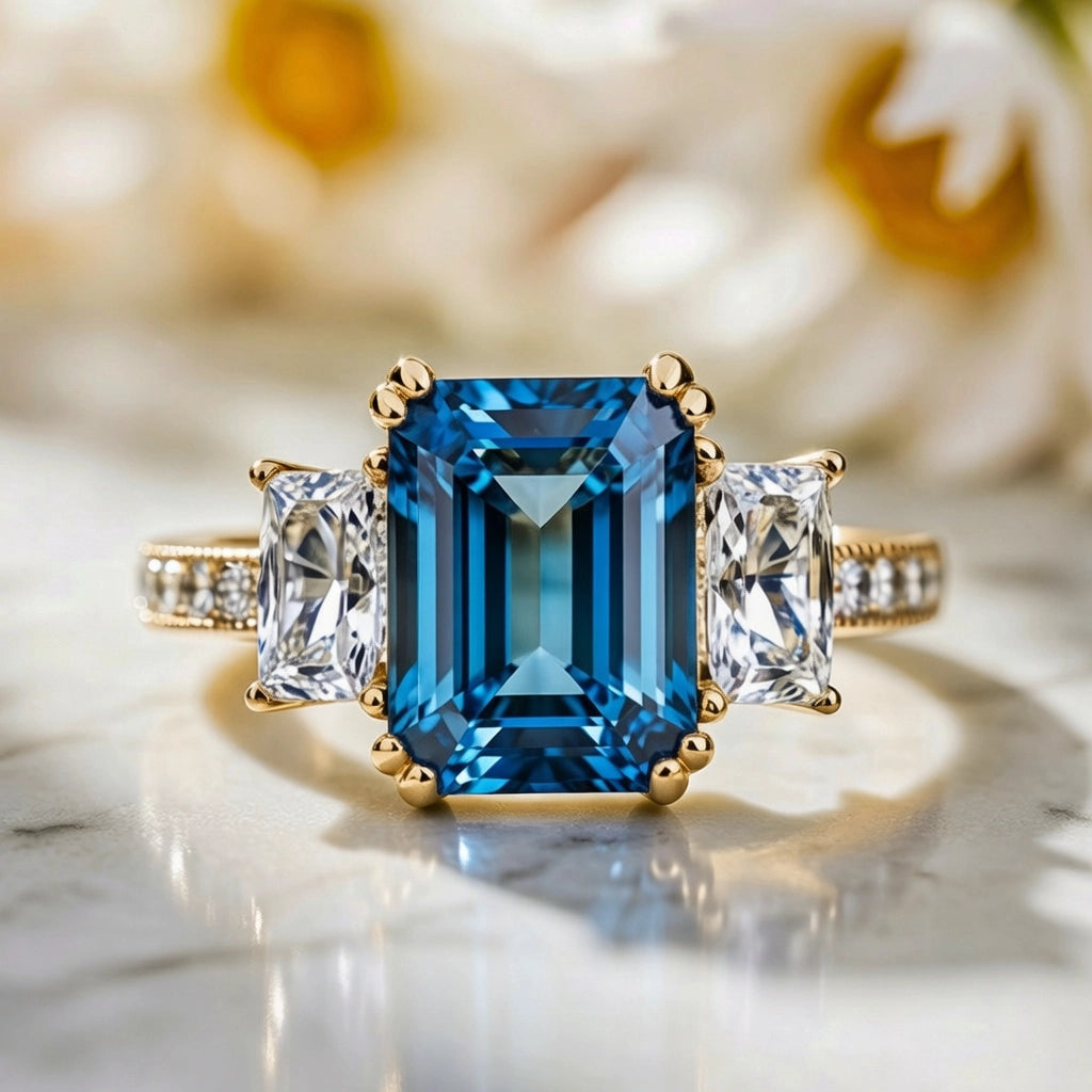 Cleo’s Legacy | 3CT Royal Blue Baguette Sapphire Engagement Ring