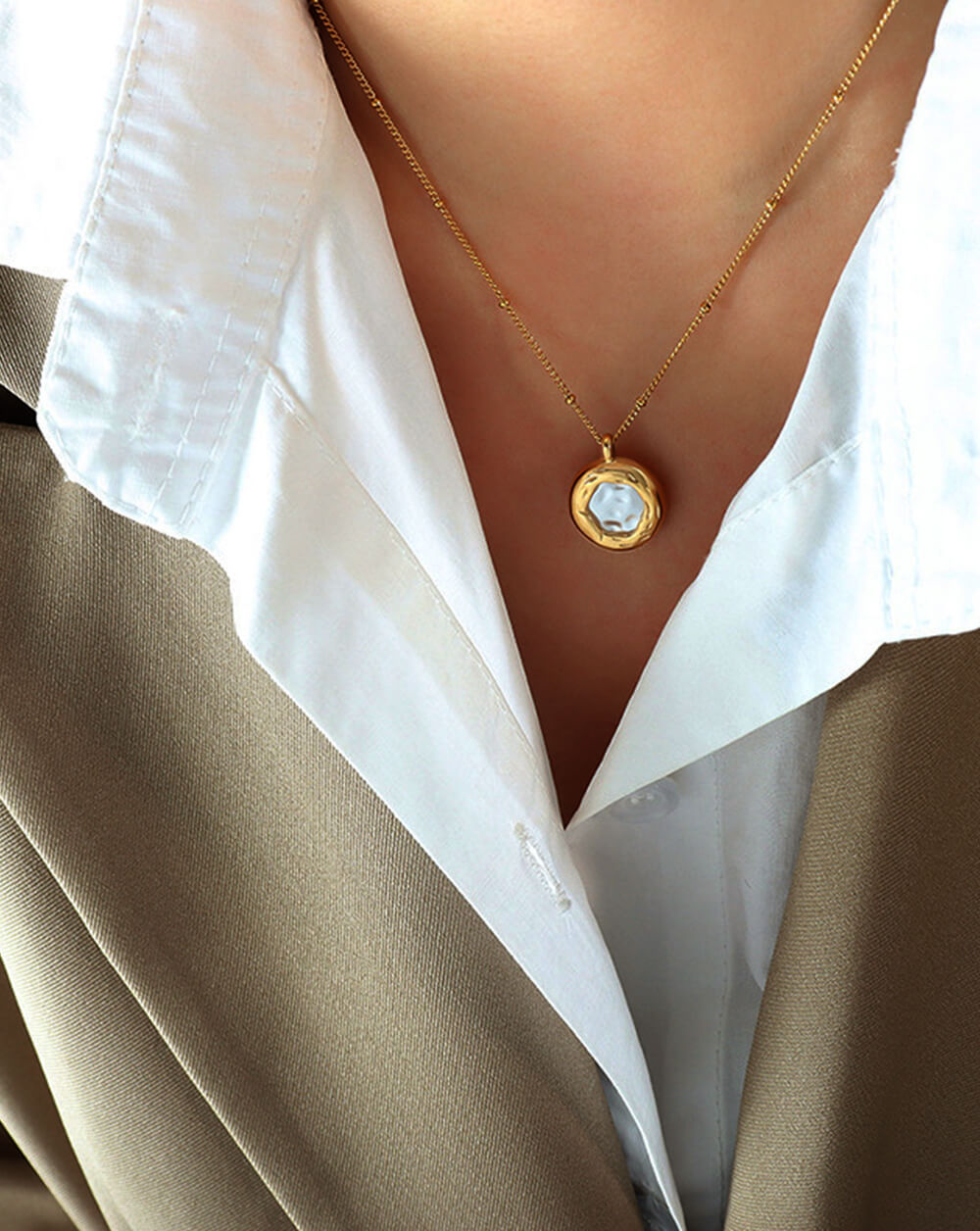 Handmade Greek Inspired Single Baroque Pearl Pendant Necklace