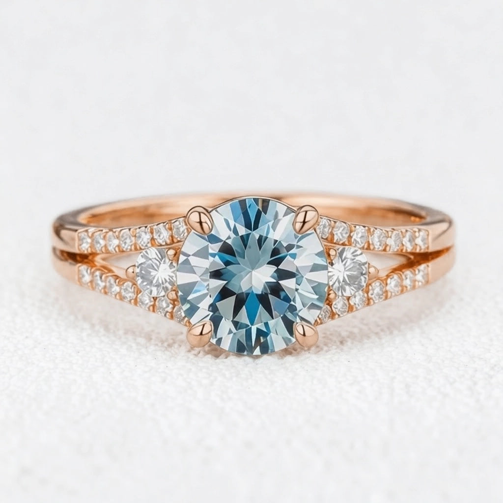 Celia‘s Zephyr | 2CT Sky Blue Sapphire Engagement Ring.