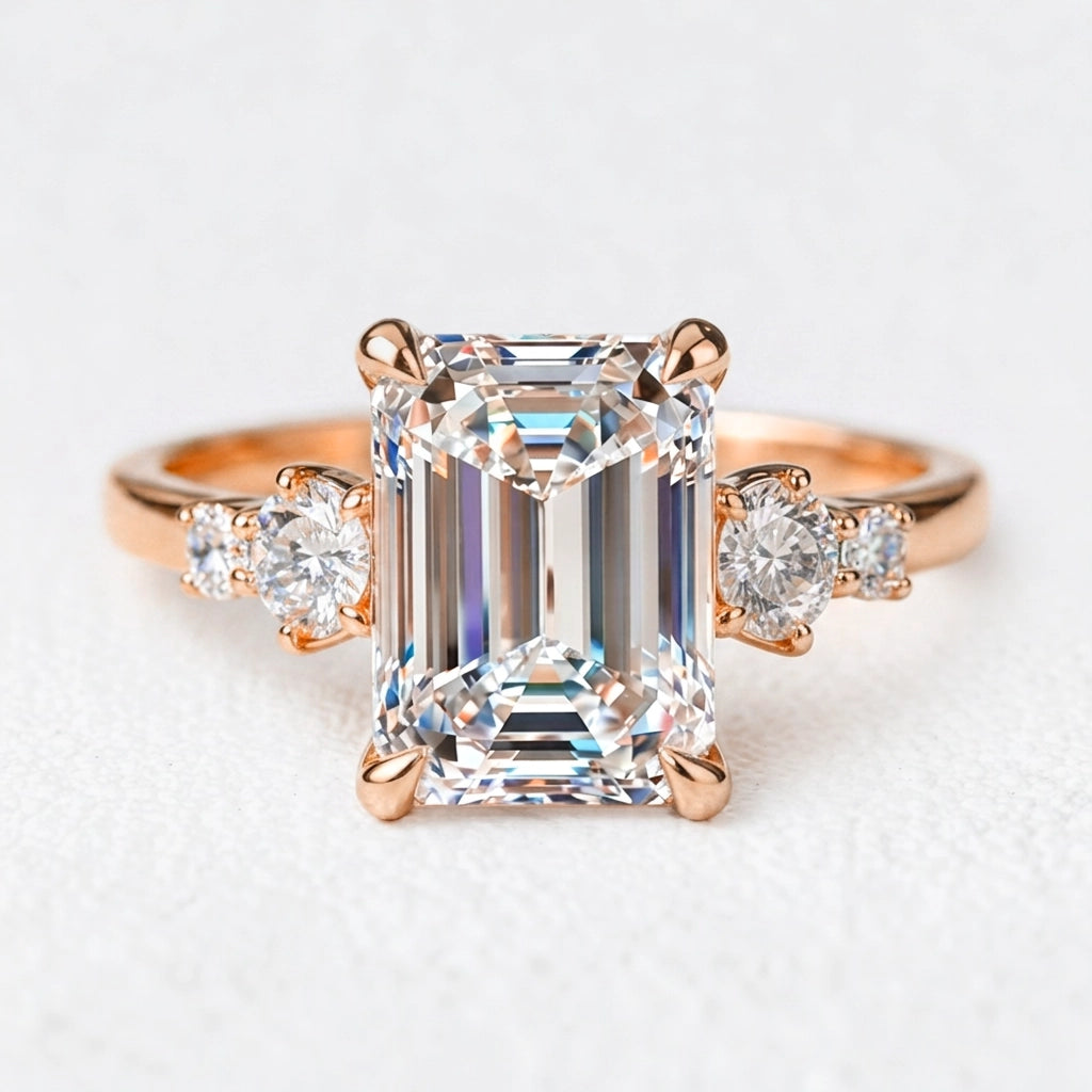 Lyra’s Prism | 2CT Emerald Cut Diamond Classic Engagement Ring