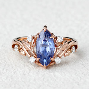Violette’s Vine | Marquise Purple Sapphire & Diamond Floral Ring.