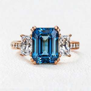 Cleo’s Legacy | 3CT Royal Blue Baguette Sapphire Engagement Ring