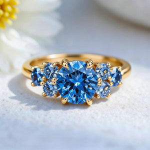 The Luciana Triptych | 1CT Blue Sapphire Ring.