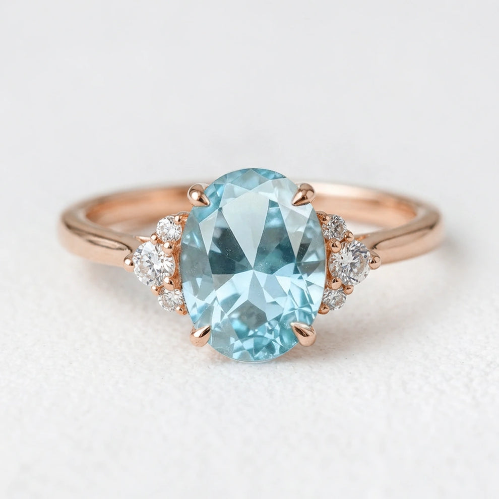 Selene’s Tide | 2CT Oval Aquamarine Solitaire Engagement Ring