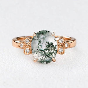 Isadora's Vitality | Oval Moss Agate Engagement Ring