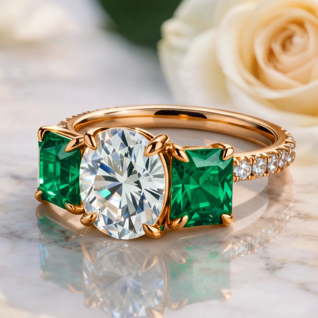 Audrey's Radiance | 2CT Oval Cut Moissanite Ring.