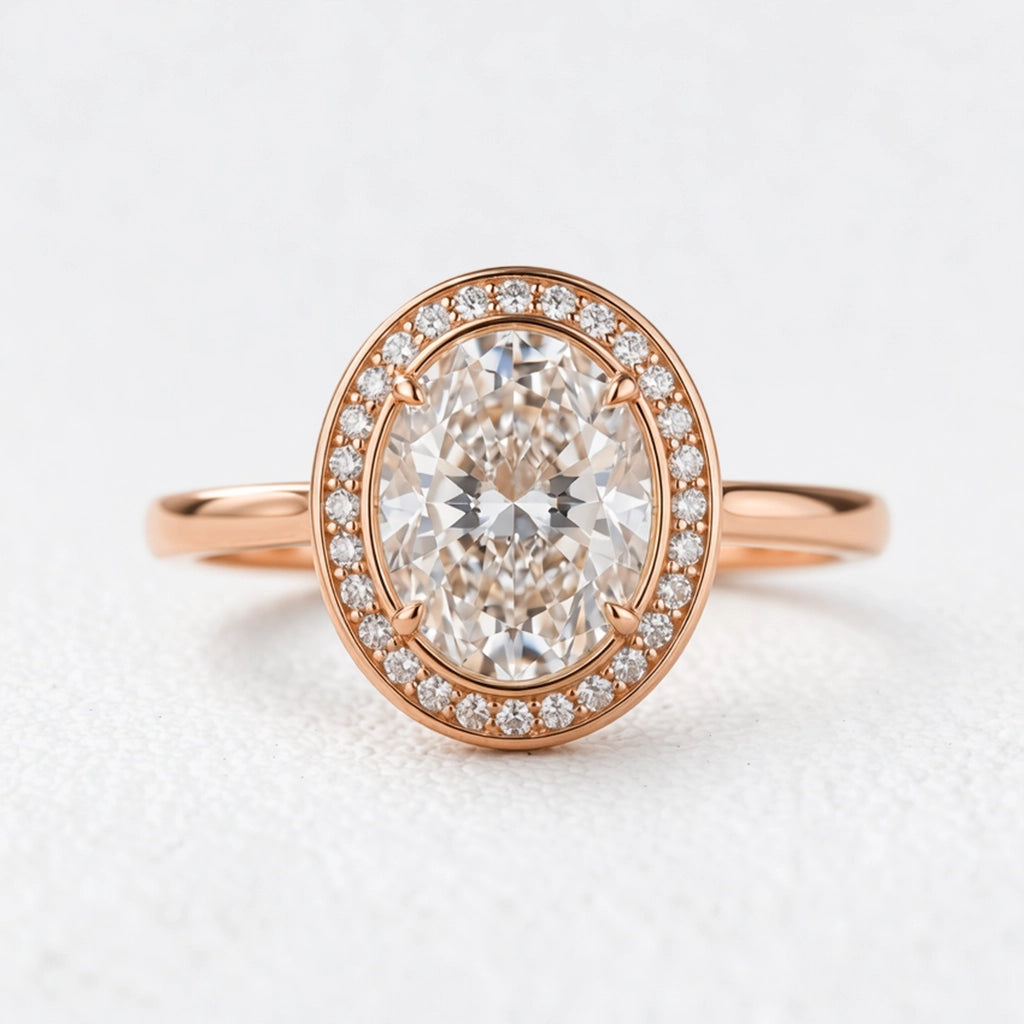 Astra’s Prism | 3CT Oval Diamond Halo Engagement Ring