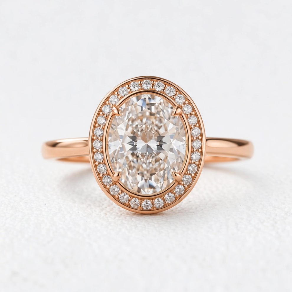Astra’s Prism | 3CT Oval Diamond Halo Engagement Ring