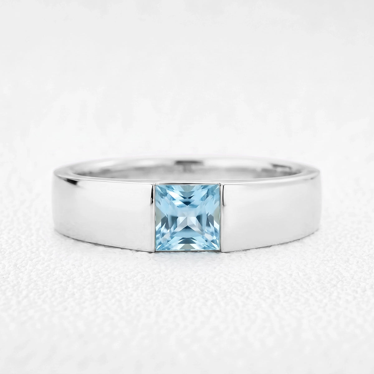 Orion’s Tide | Princess-Cut Aquamarine Men’s Band