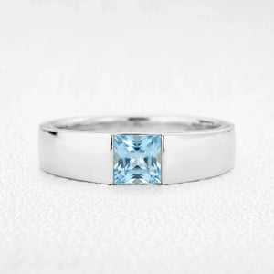 Orion’s Tide | Princess-Cut Aquamarine Men’s Band