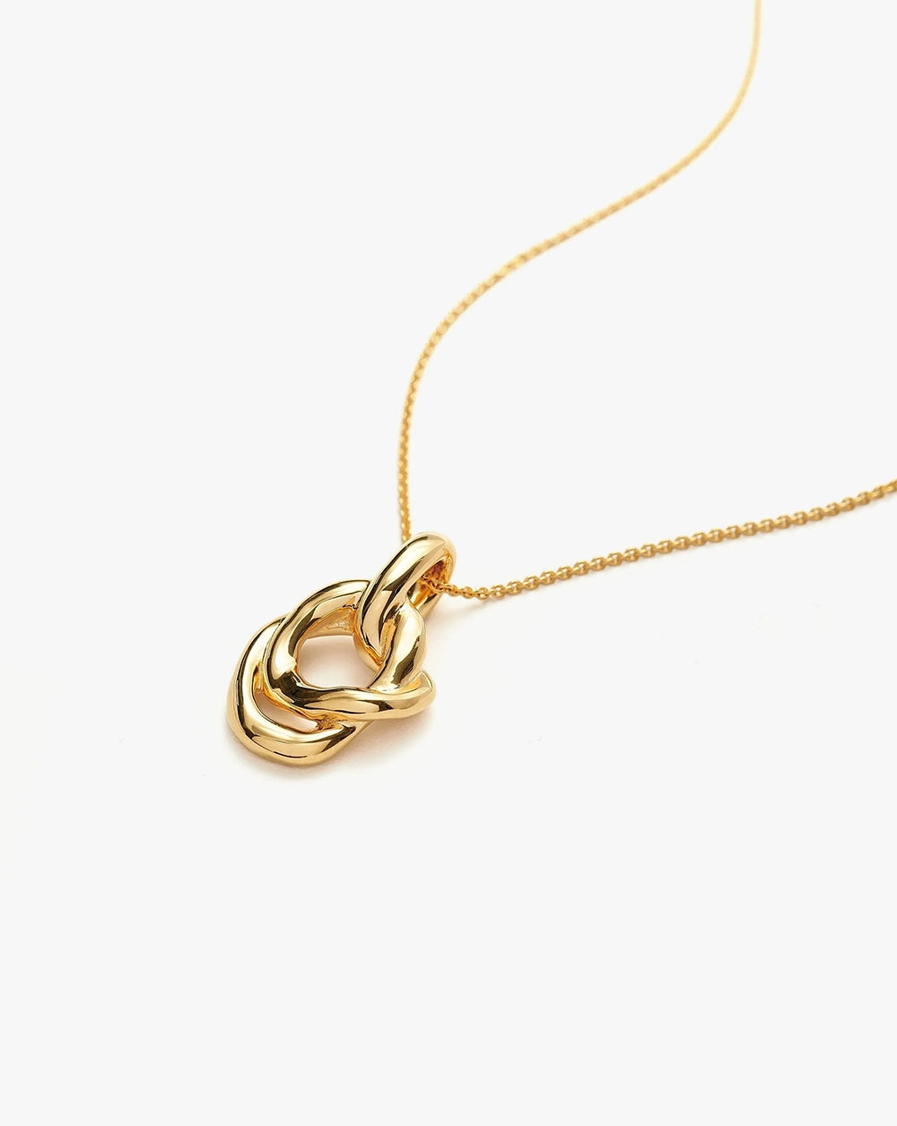 18K Gold Vermeil Molten Twisted Double Pendant Necklace.