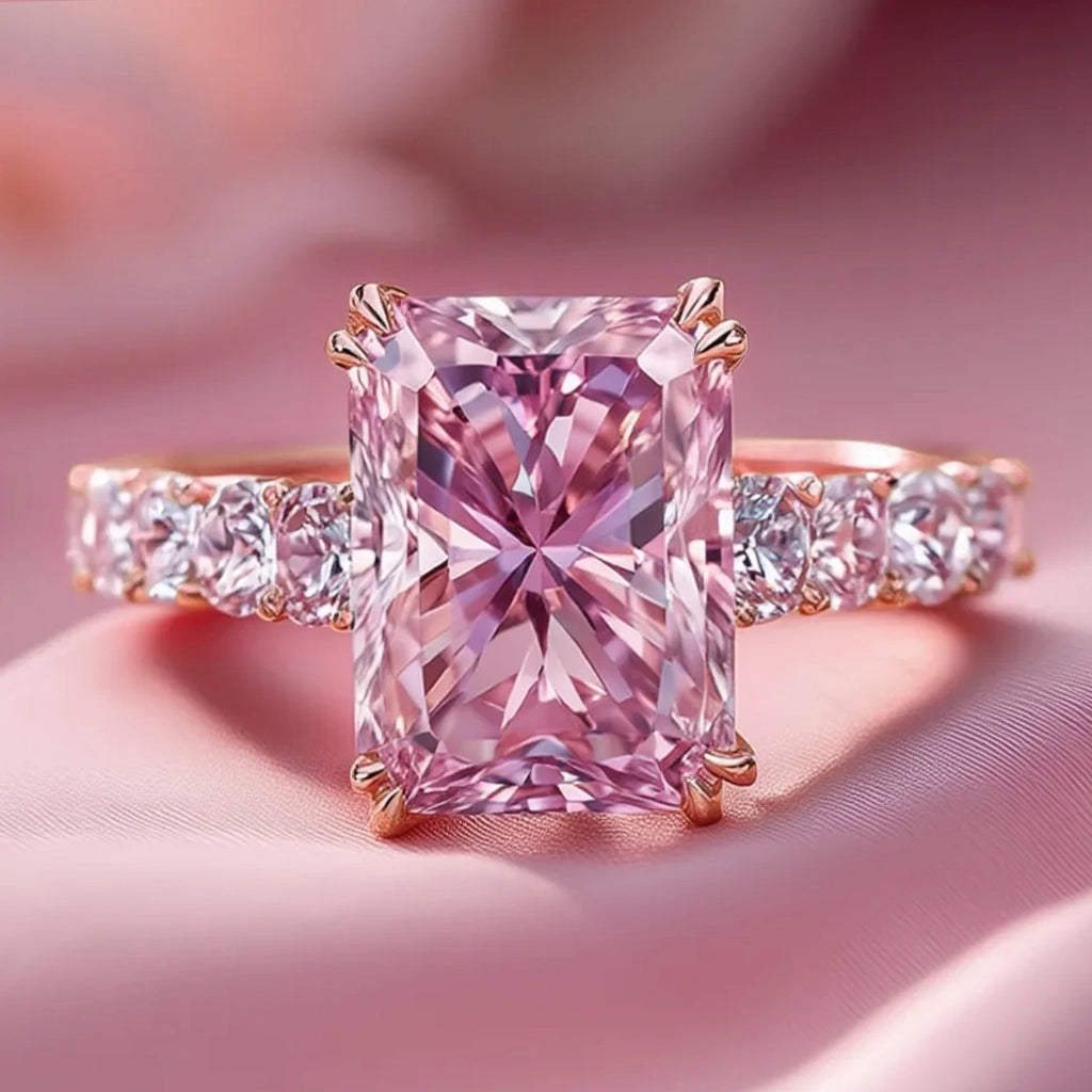 Elara‘s Facet | 3CT Radiant-Cut Pink Sapphire Ring.