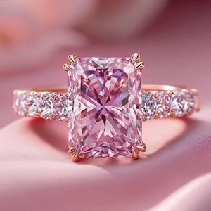 Elara‘s Facet | 3CT Radiant-Cut Pink Sapphire Ring.