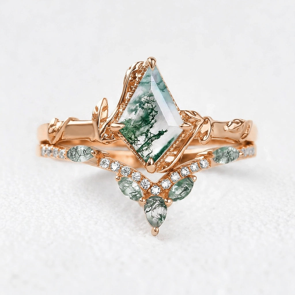 Isadora’s Twine | Kite Moss Agate Foliage Bridal Duo