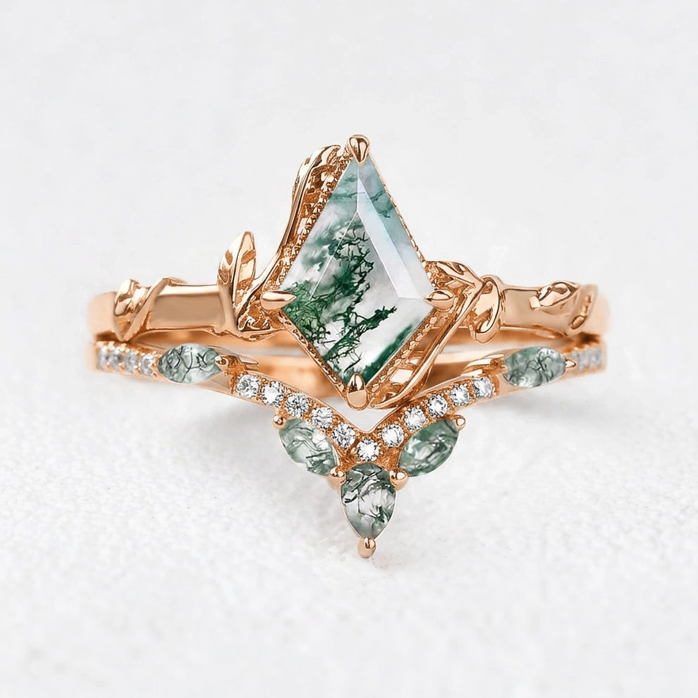 Isadora’s Twine | Kite Moss Agate Foliage Bridal Duo