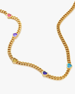 18K Gold Vermeil Jelly Heart Gemstone Charm Necklace.