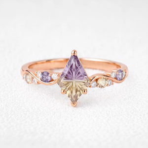 Iris’s Aurora | Kite Fantasy-Cut Yellow-Blue Gradient Quartz Engagement Ring