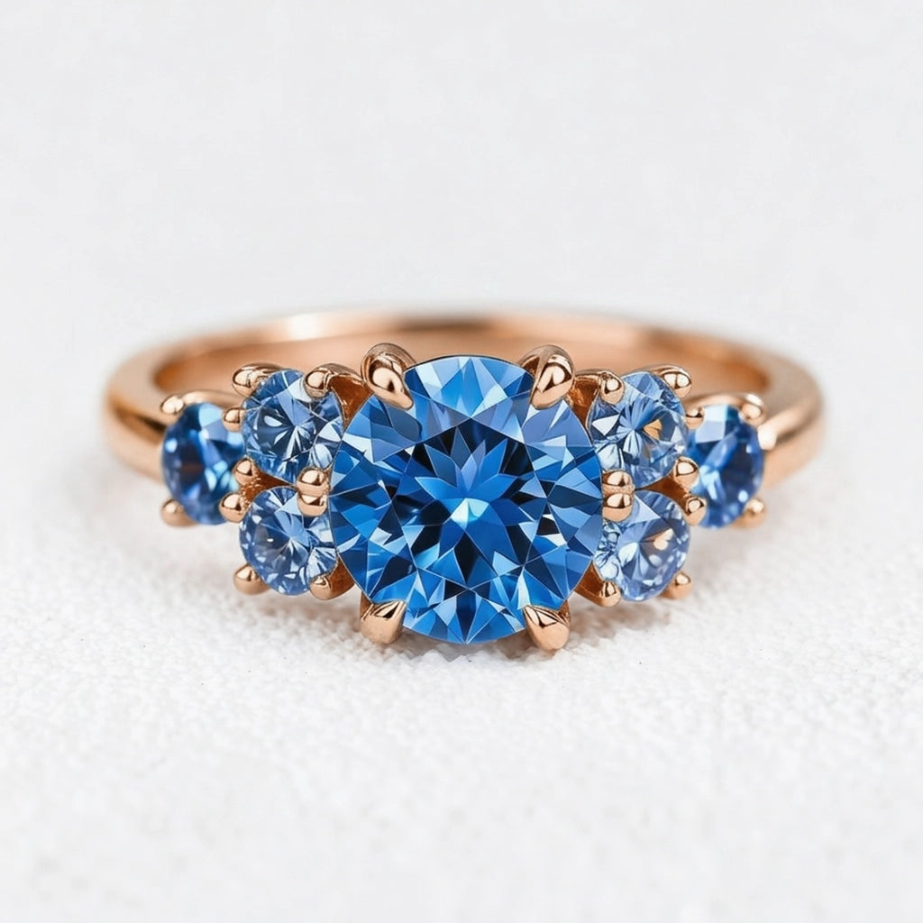 Luciana’s Evermore | 1CT Round Blue Sapphire Engagement Ring