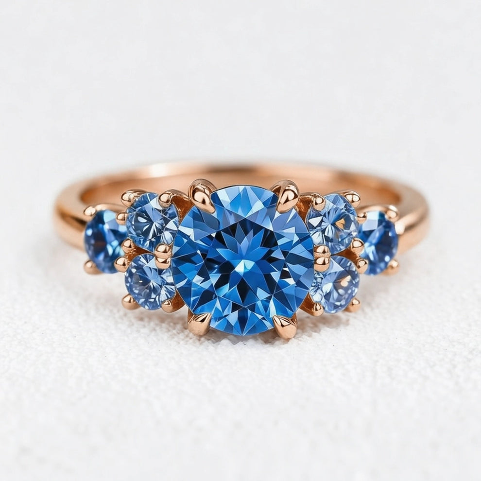 Luciana’s Evermore | 1CT Round Blue Sapphire Engagement Ring