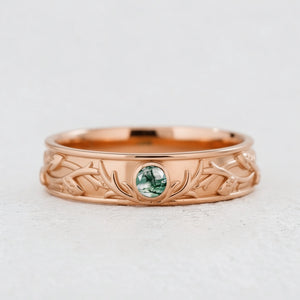 Forest Stag | Moss Agate Men's Wedding Band.