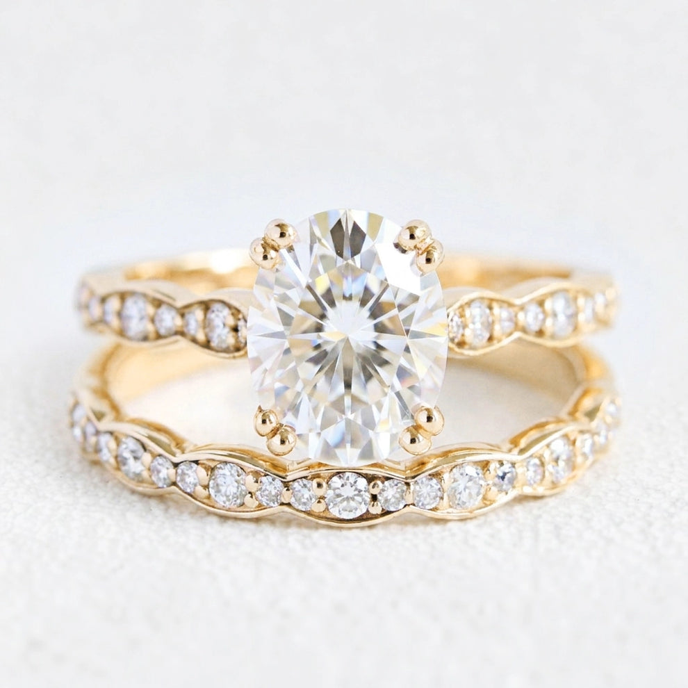 Grace’s Bliss | Vintage Oval Diamond Solitaire Bridal Set 2pcs.