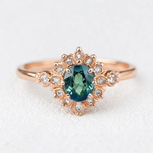 Aurelia’s Vow | Oval Blue Sapphire Halo Engagement Ring