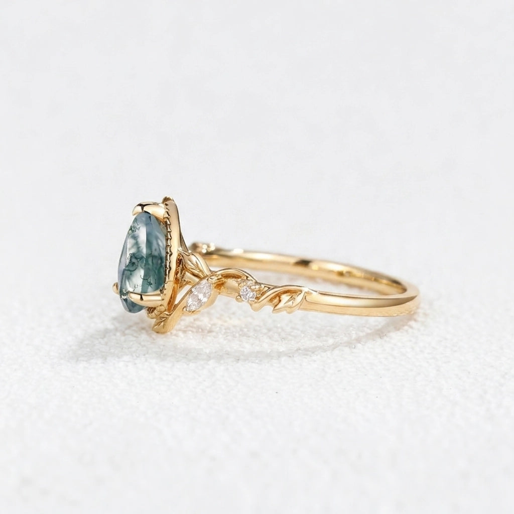 Hazel’s Thicket | Moss Agate Engagement Ring.