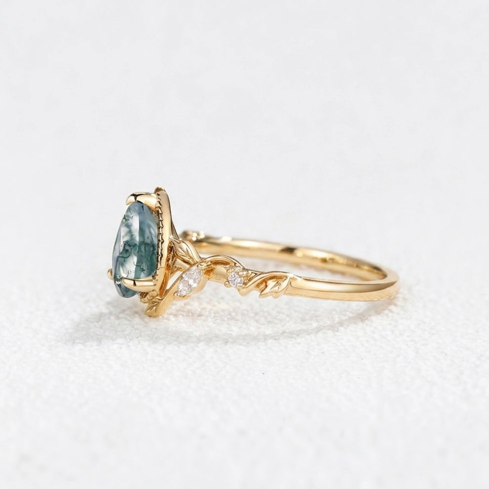 Hazel’s Thicket | Moss Agate Engagement Ring.
