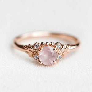 Luna’s Blush | Round Cut Rose Quartz Engagement Ring