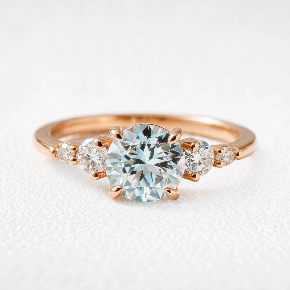 Eveline’s Celeste | 1CT Round Blue Sapphire Engagement Ring