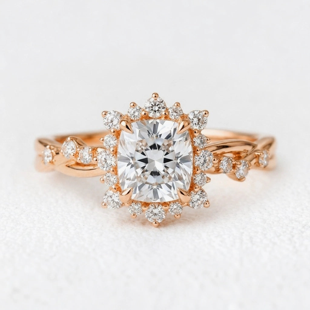 Aurora’s Grace | 2CT Cushion Cut Diamond Engagement Ring