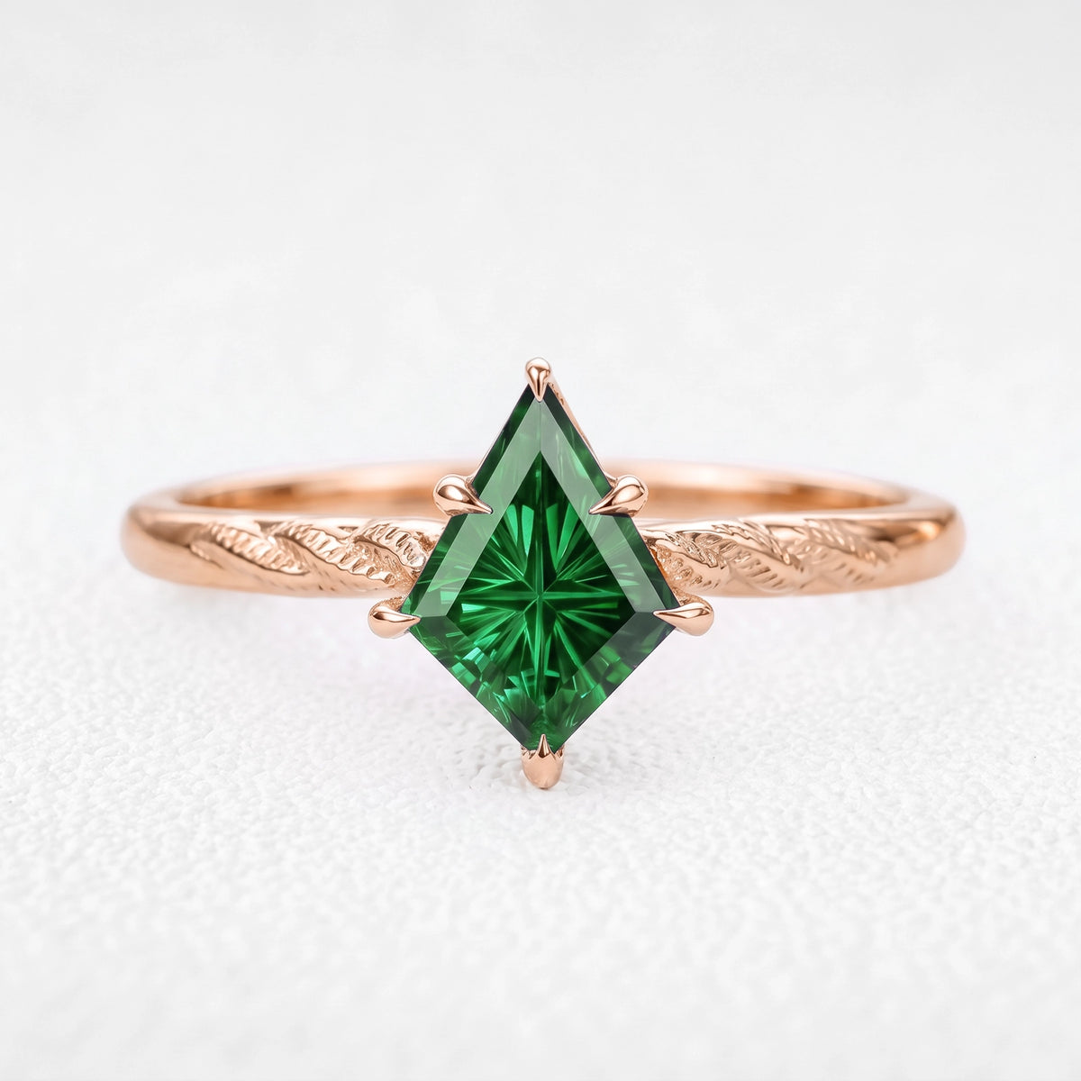 Alexandra’s Aigrette | Kite Fantasy-Cut Emerald Solitaire Engagement Ring