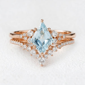 Celia’s Tide | Kite Cut Blue Aquamarine Bridal Set 2pcs