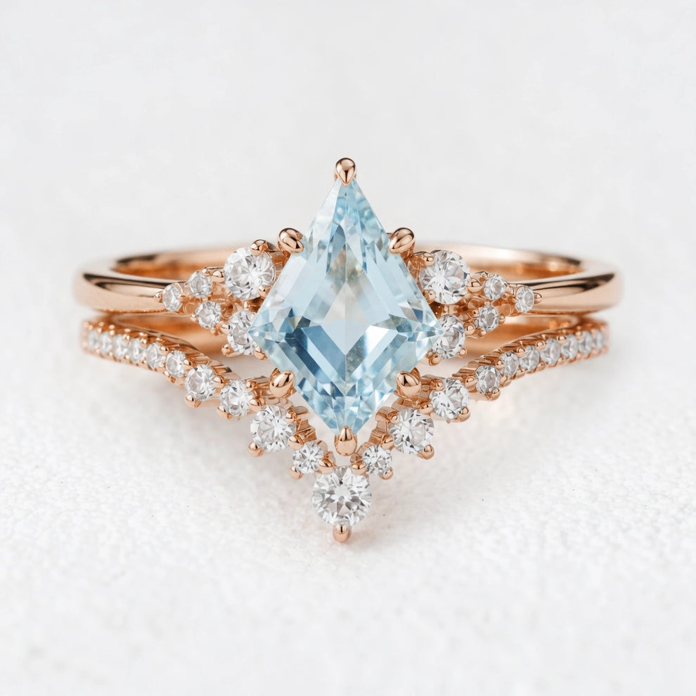 Celia’s Tide | Kite Cut Blue Aquamarine Bridal Set 2pcs