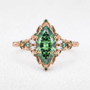 Guinevere’s Avalon | 2CT Marquise Green Sapphire Vintage Engagement Ring