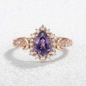 Luna’s Laurel | Purple Sapphire Halo Engagement Ring