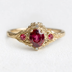 Rosalind’s Vine | Oval Ruby Vintage Engagement Ring.