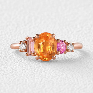 Flora’s Bouquet | Multistone Birthstone Ring – Garnet, Sapphire, Tourmaline & Moissanite.
