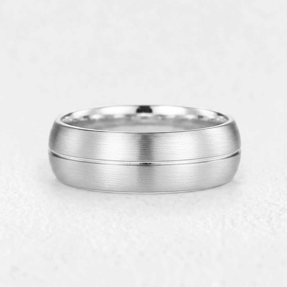 Atlas Vaulted | Architectural Brushed Men's Wedding Band.