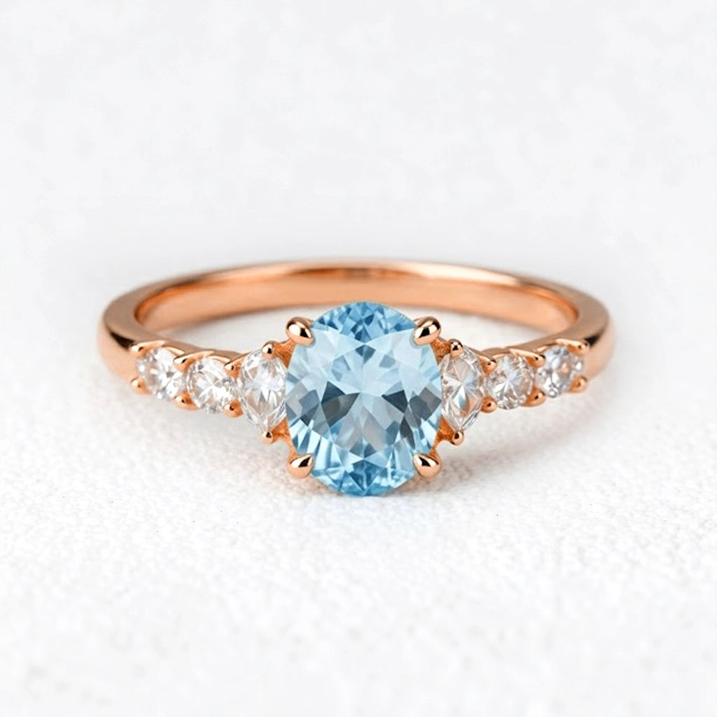 Celia’s Aqua | Oval Sea Blue Sapphire Engagement Ring
