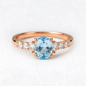 Celia’s Aqua | Oval Sea Blue Sapphire Engagement Ring