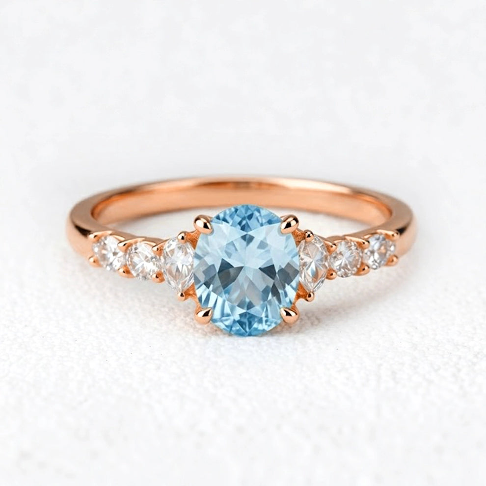 Celia’s Aqua | Oval Sea Blue Sapphire Engagement Ring