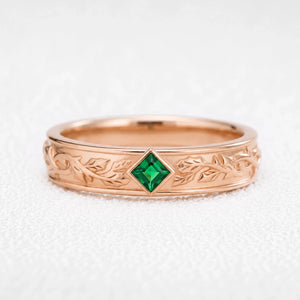 Orion’s Keystone | Square Green Sapphire Men’s Band