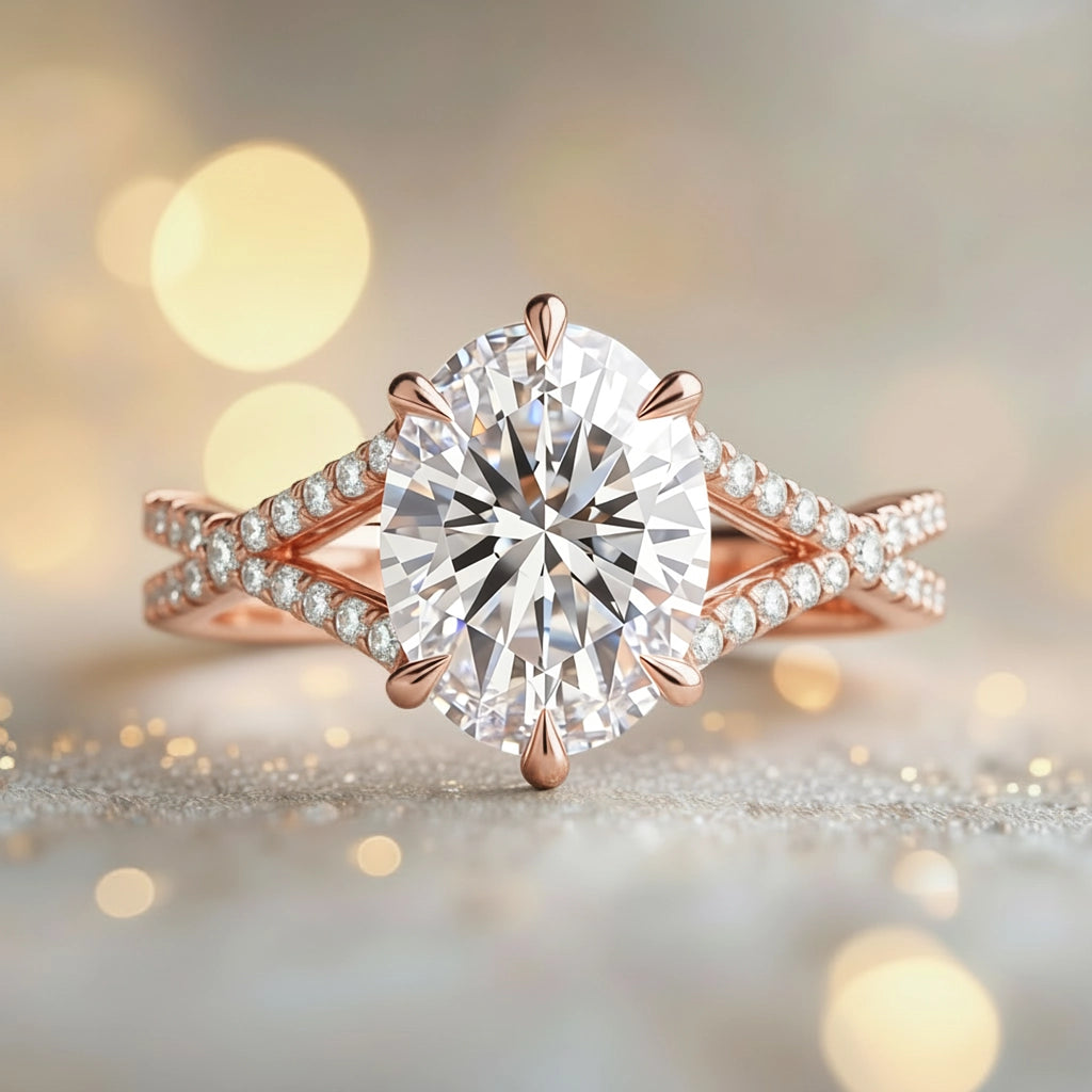 Arabella's Arc | Oval Moissanite Split-Shank Ring.
