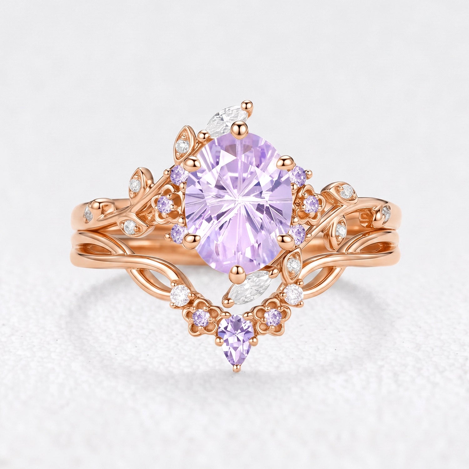 Eos‘s Aquarelle | Oval Firework Cut Lavender Sapphire Bridal Duo