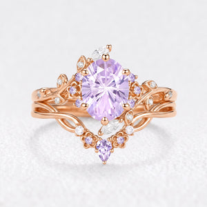 Eos‘s Aquarelle | Oval Firework Cut Lavender Sapphire Bridal Duo