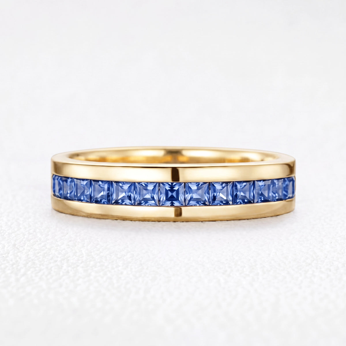 Odysseus’s Compass | Half-Eternity Square-Cut Cornflower Sapphire Men’s Band