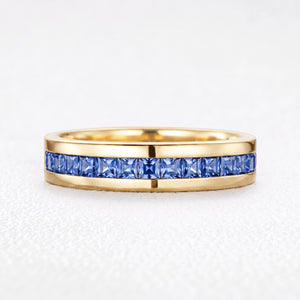 Odysseus’s Compass | Half-Eternity Square-Cut Cornflower Sapphire Men’s Band
