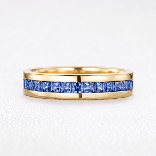 Odysseus’s Compass | Half-Eternity Square-Cut Cornflower Sapphire Men’s Band