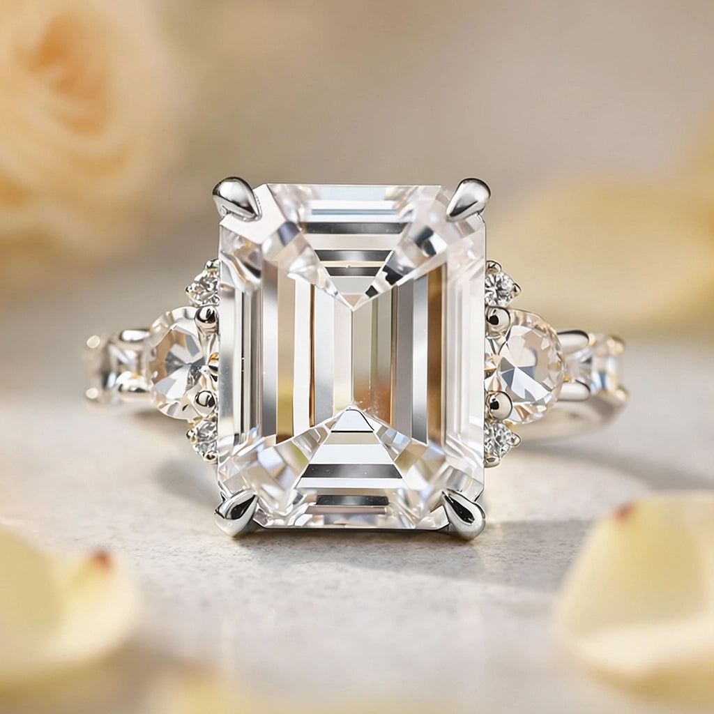 Lumina‘s Glow | 3CT Emerald Cut Moissanite Ring.